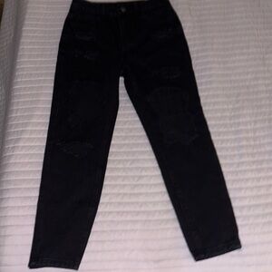 Girls Distressed Ripped Black Skinny Jeans